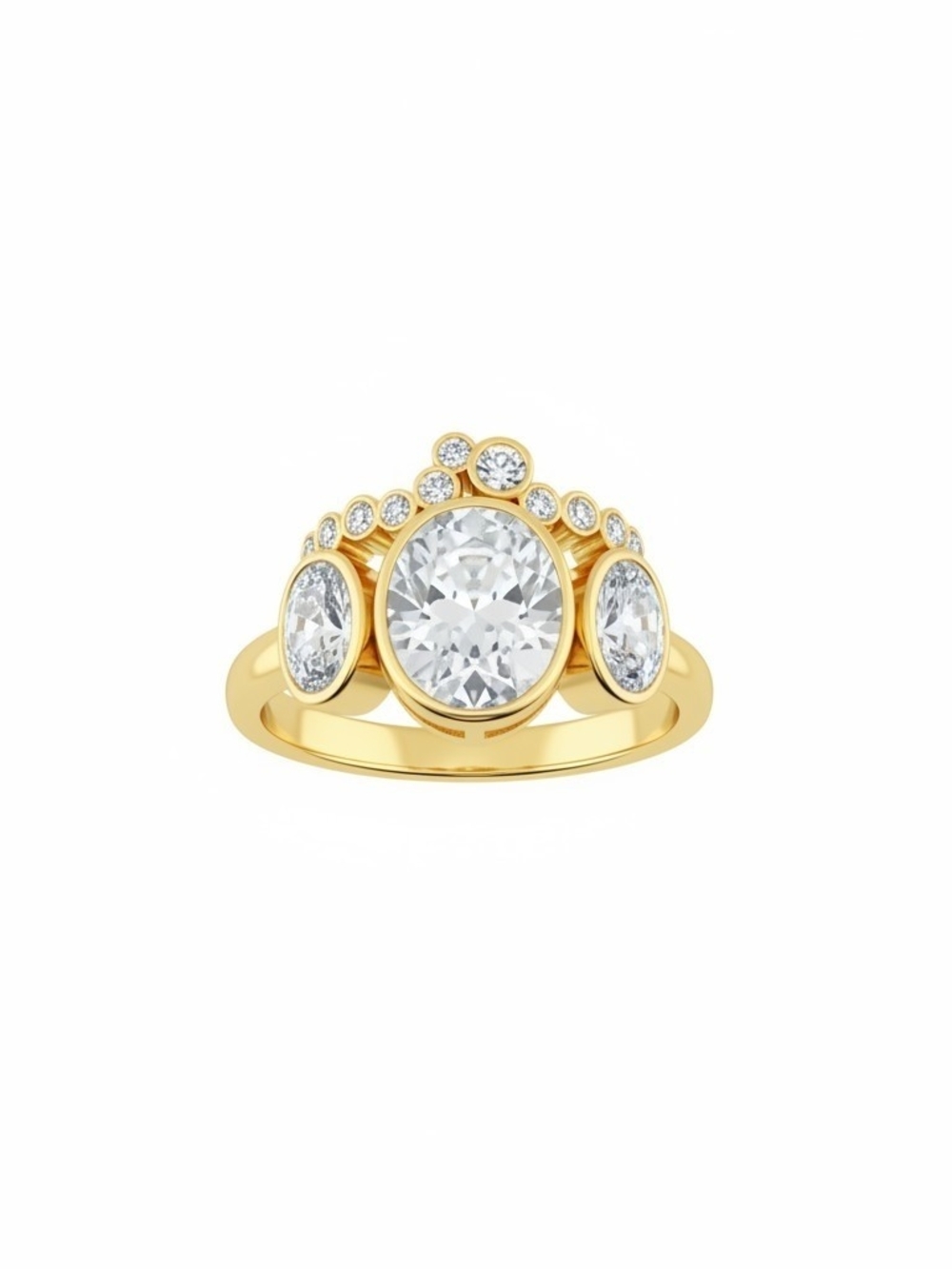 Gold-Tone Trio Halo Cubic Zirconia Ring - Gold
